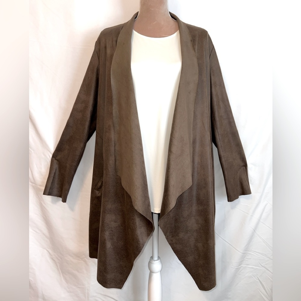 Olive green faux leather jacket-Large